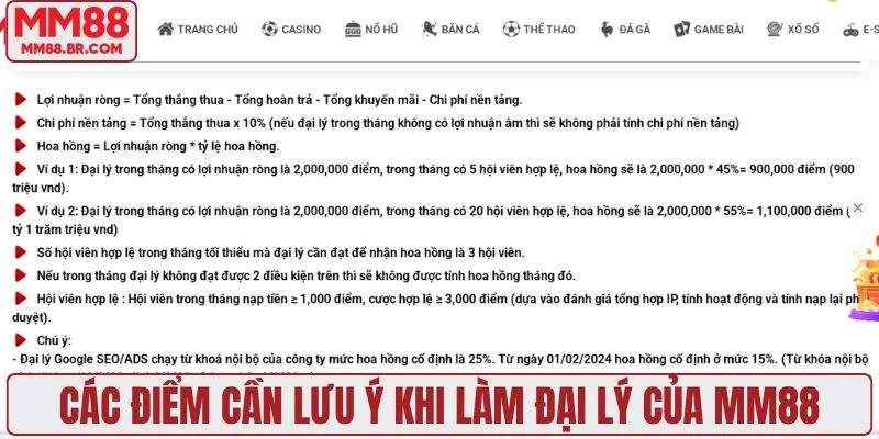 Các điểm cần lưu ý khi làm đại lý của MM88